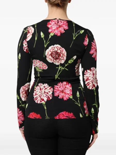Дълго блуза Dolce & Gabbana на цветя с принт черно