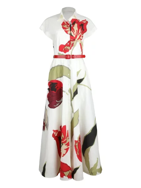 Rochie maxi Sara Roka cu model floral de costum alb