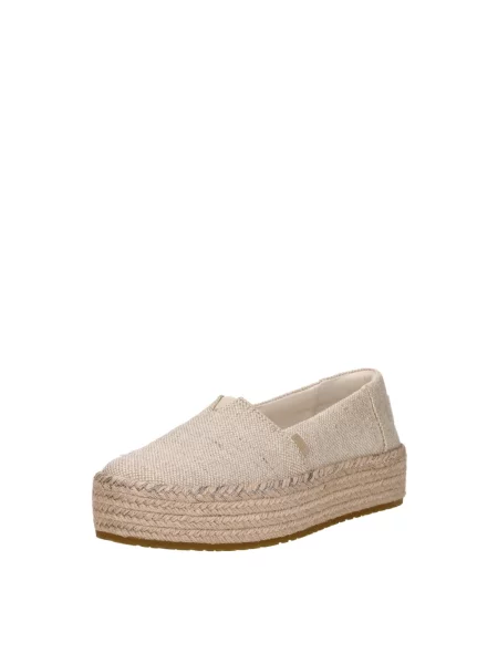 Lniane espadryle Toms na platformie żółte