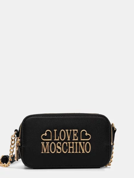 Кожена чанта Love Moschino черно