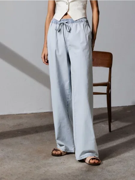 Джинси wide leg синій