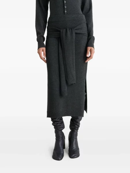 Fustă midi Lemaire până la genunchi gri