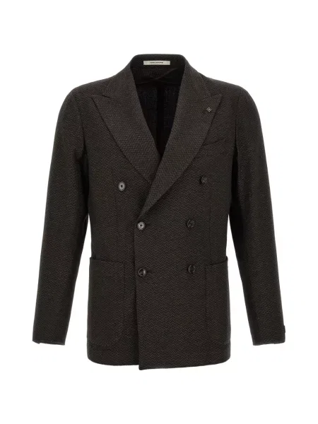 Sacou Tagliatore cu model herringbone cu două rânduri de nasturi maro