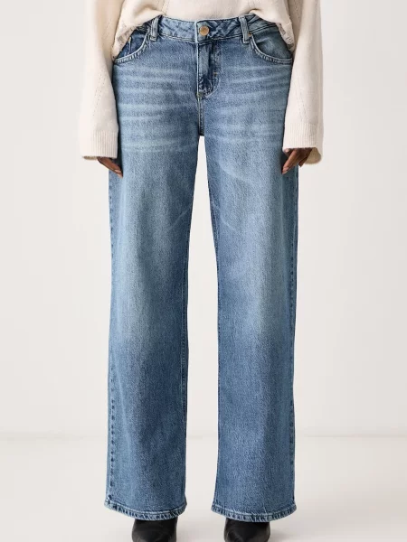 Guess τζιν wide leg γυναικεία μπλε