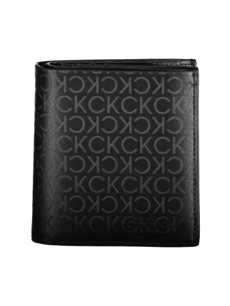 Lniany portfel Calvin Klein czarny
