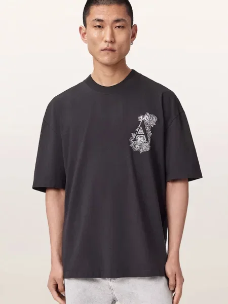 AllSaints Tricou Anthos | Oversize fit negru