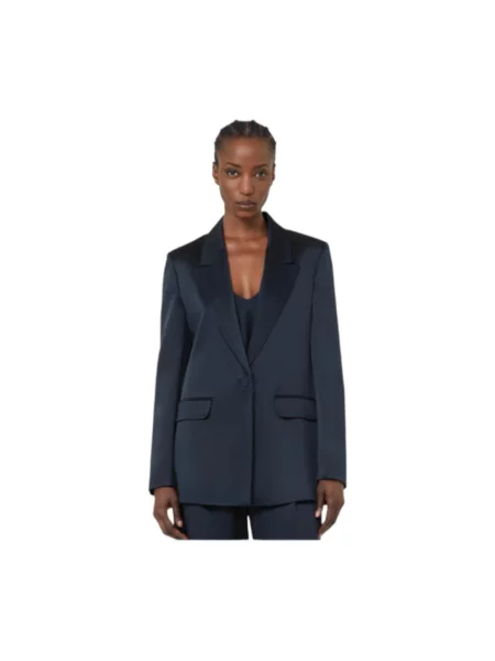 Marynarka Max Mara Studio z krepy niebieska