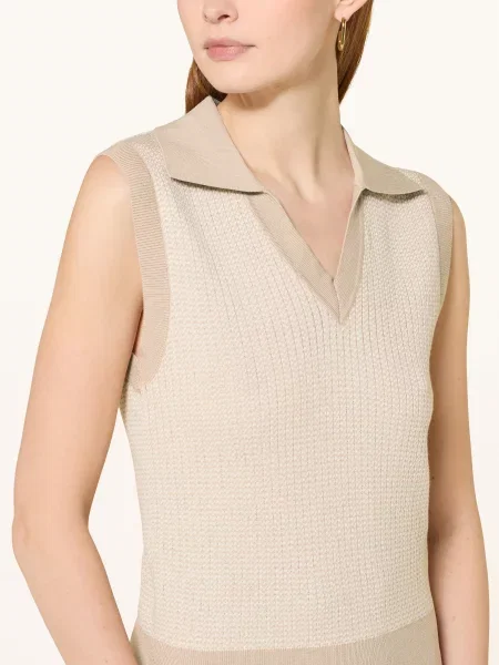 Pletený pletený top Selected Femme béžový