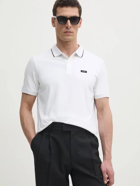 Calvin Klein Тениска с яка и бял