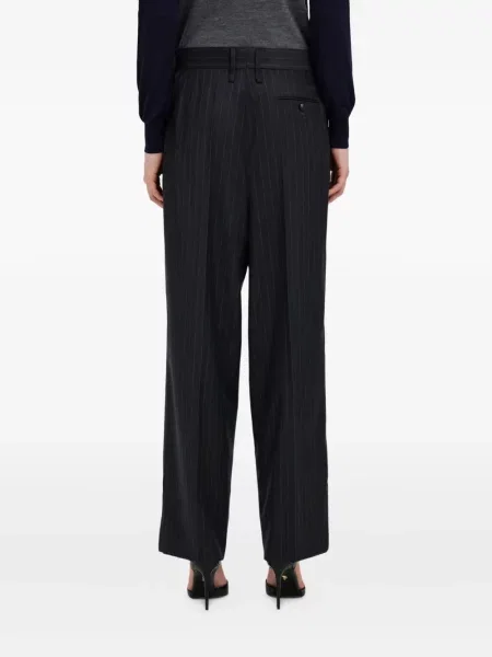 Pantaloni Ferragamo cu dungi plisate gri
