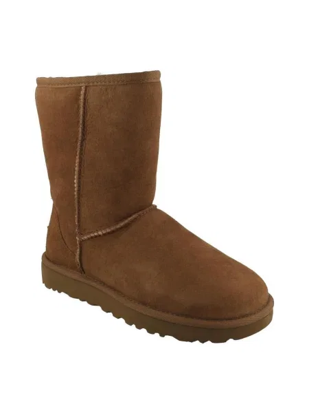 UGG De piele bocanci W Classic Short II cu adaos de lână bej