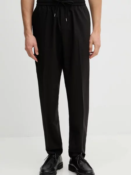 Hlače s primesjo volne Sisley črna