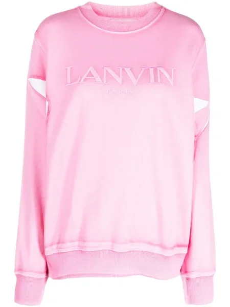 Hanorac crewneck Lanvin cu broderie roz