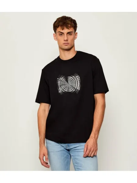 Armani Exchange tricou din cu imprimeu negru