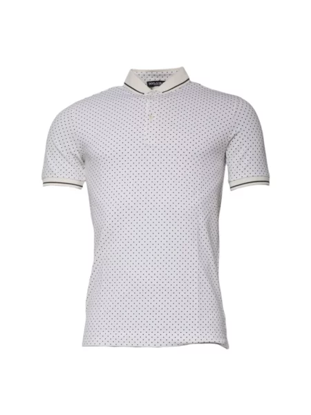 Koszulka polo Dolce And Gabbana w grochy z kołnierzem biała