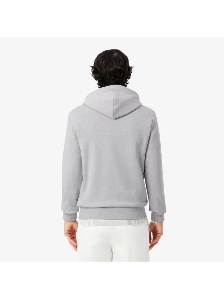 Lacoste Bluza Z Kapturem Z Bawełnianego Polaru szary