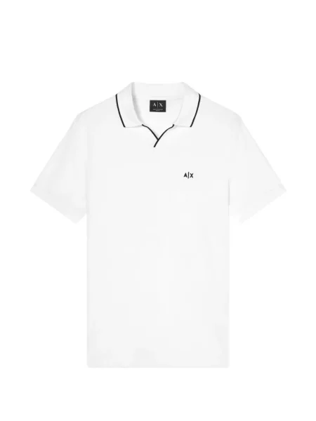 Tricou polo Armani Exchange cu broderie alb
