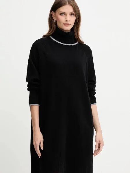 Pinko sukienka wełniana mini oversize czarny