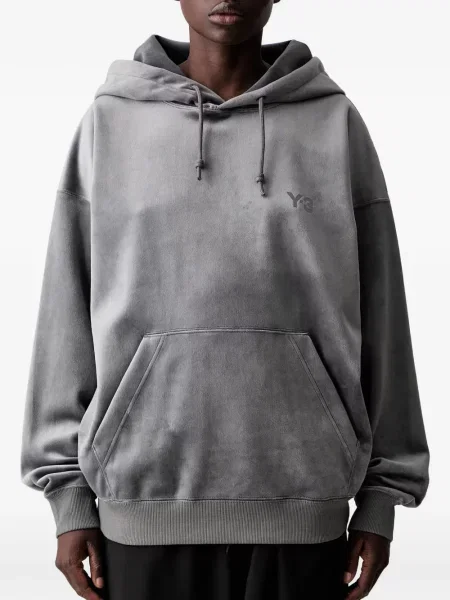 Βελούδινο hoodie Y-3 με σχέδιο γκρι