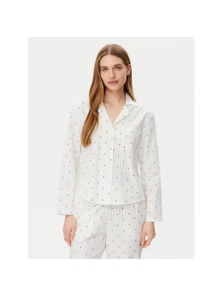 Жаккардовая пижама рубашка Hunkemoller с сердечками белая