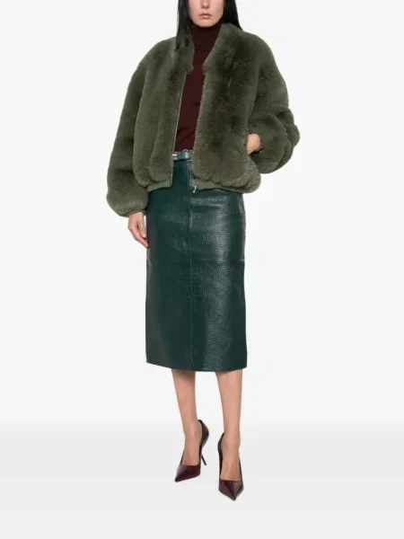 Μπουφάν bomber The Frankie Shop με γούνα πράσινο