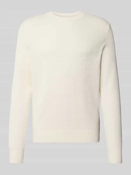 Sweter w kroju regular fit z czystej bawełny model Lalex' Boss biały