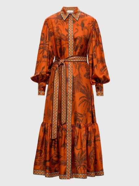 Сукня-сорочка Monkey Dance із шовку Alemais помаранчева