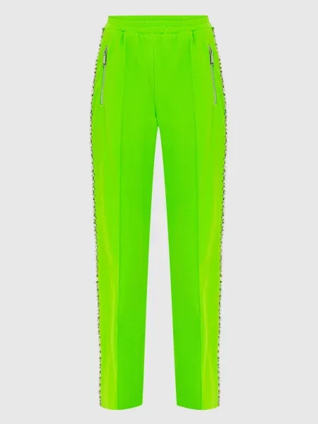 Штани з лампасами в кристали Area зелені