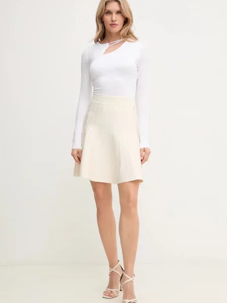 Długa koszulka Guess z długim rękawem ze spandexu biała