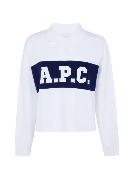 Lung tricou polo A.p.c. cu autograf alb