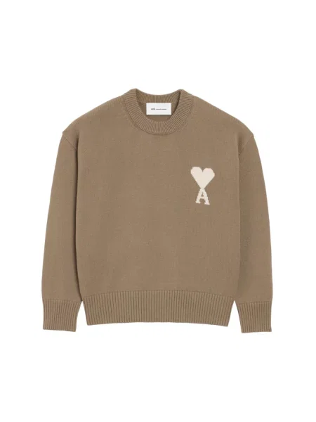Dzianinowy sweter Ami Paris beżowy