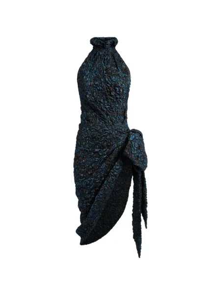 Rochie Balmain din jacard drapată albastru
