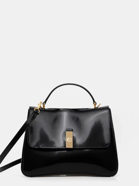Кожена чанта Pollini черно