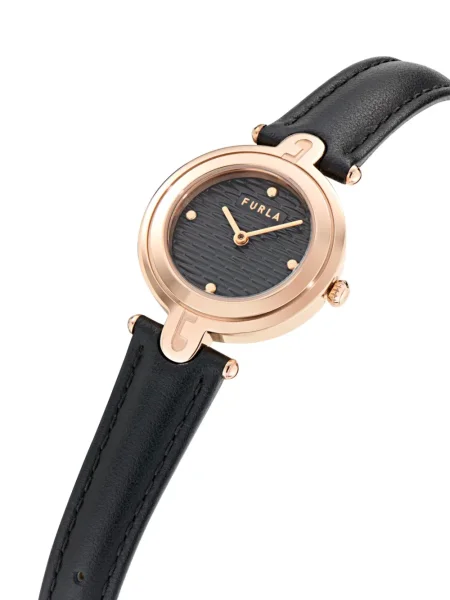 Ceas Furla din piele cu bretele negru