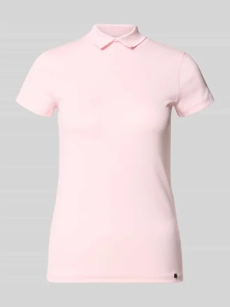 T-shirt o kroju slim fit z wysoko zabudowanym kołnierzykiem polo Marc Cain różowa