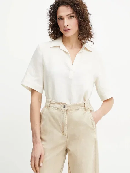 Marella bluză din in Emme by Marella femei uni bej