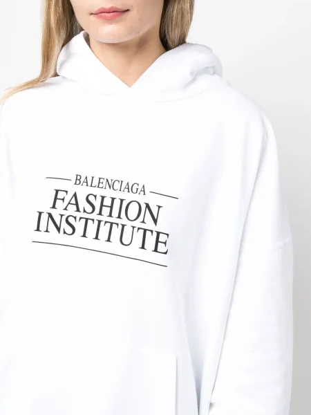 Hanorac cu glugă Balenciaga cu imagine alb