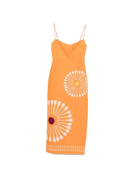 Rochie midi Cala De La Cruz cu imagine portocaliu