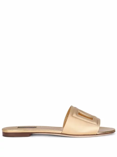 Papuci Dolce & Gabbana din piele auriu