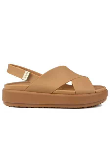 Sandały do chodzenia Crocs BROOKLYN LUXE CROSS STRAP brązowe