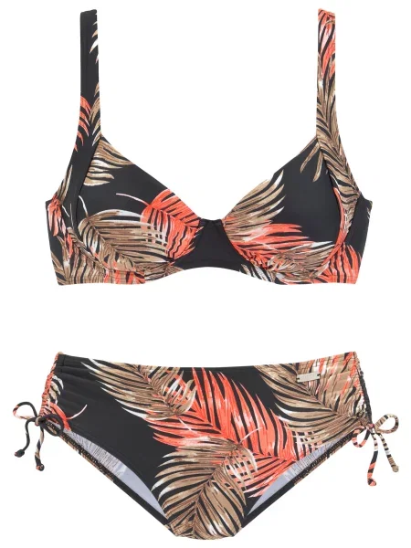 LASCANA Bikini rjava / oranžna / črna bela