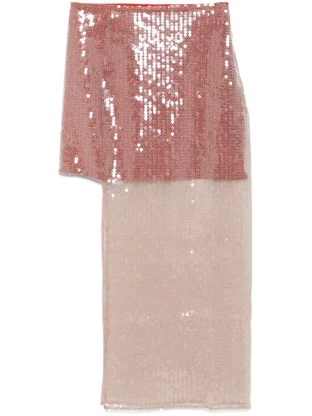 Spódnica midi Nensi Dojaka asymetryczna do kolan brązowa