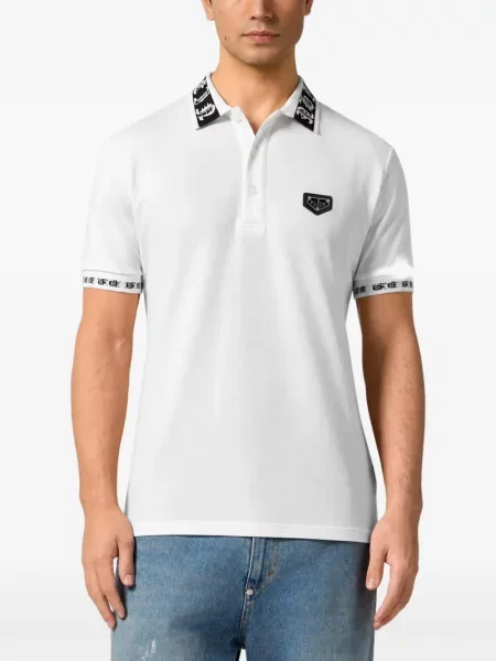 Tricou polo Philipp Plein cu imagine alb