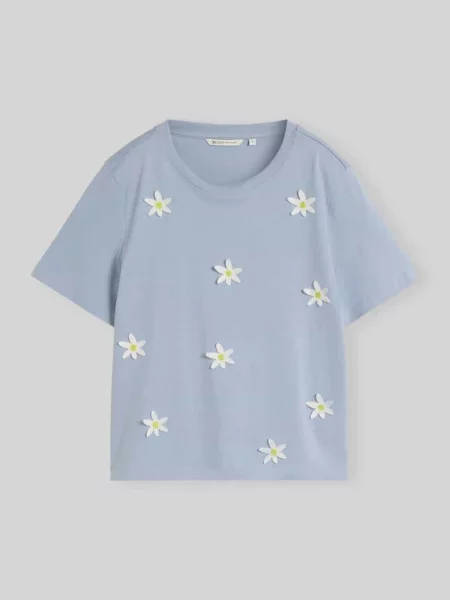 T-shirt o kroju regular fit z czystej bawełny Tom Tailor Denim błękitna
