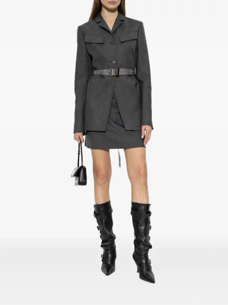 Fusta mini Off-white de lână alb