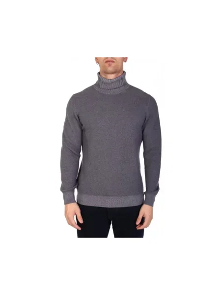 Lniany sweter z golfem Gran Sasso szary