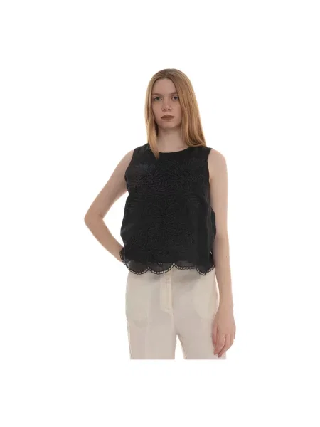 Top Max Mara Studio koronkowy czarny