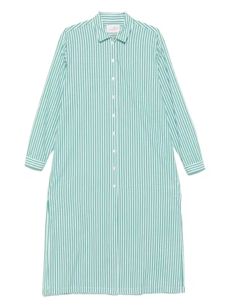Sukienka koszulowa Mc2 Saint Barth w paski garniturowa zielona