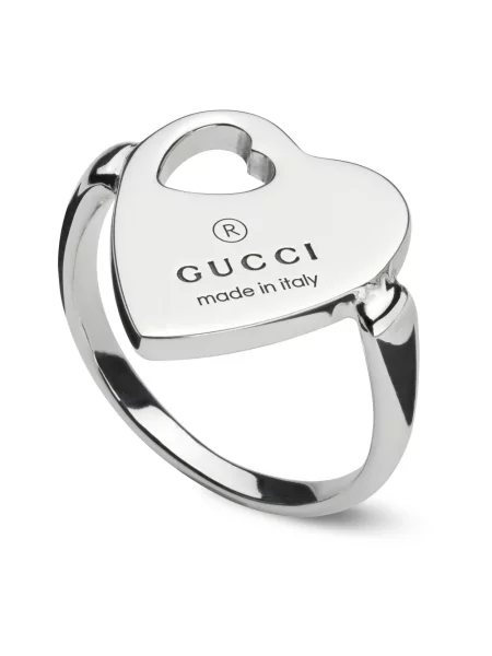 Pierścionek Gucci w serca z logo szary