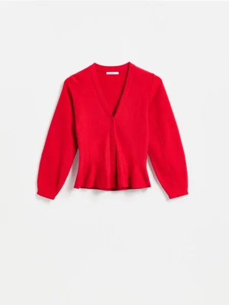 Reserved Cardigan cu peplum roșu